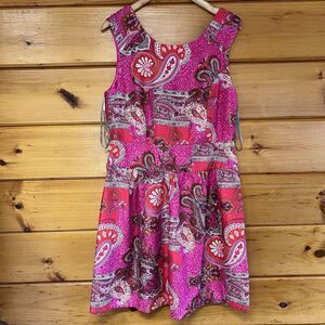 Amanda Charles Hot Pink Paisley Print Fit & Flare Mini Dress Size 12